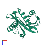 PDB entry 1q2y coloured by chain, top view.