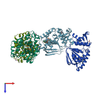PDB entry 1q3h coloured by chain, top view.