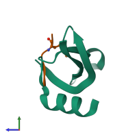 PDB entry 1q3l coloured by chain, side view.