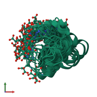 PDB entry 1q3m coloured by chain, ensemble of 13 models, front view.