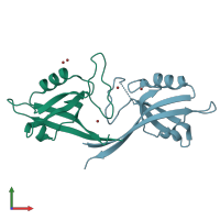 PDB entry 1q3o coloured by chain, front view.