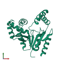 PDB entry 1q3t coloured by chain, front view.