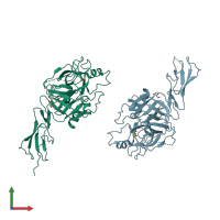 PDB entry 1q3x coloured by chain, front view.