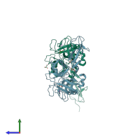 PDB entry 1q3x coloured by chain, side view.