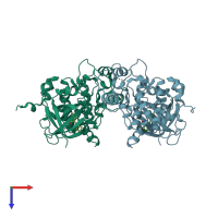 PDB entry 1q41 coloured by chain, top view.