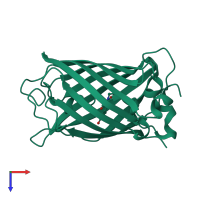 PDB entry 1q4b coloured by chain, top view.