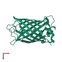 PDB entry 1q4e coloured by chain, top view.