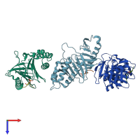 PDB entry 1q4k coloured by chain, top view.