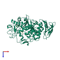 PDB entry 1q4n coloured by chain, top view.