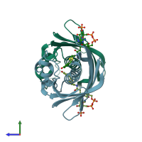 PDB entry 1q4u coloured by chain, side view.