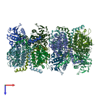 PDB entry 1q52 coloured by chain, top view.