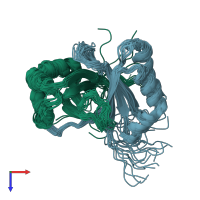 PDB entry 1q53 coloured by chain, ensemble of 20 models, top view.