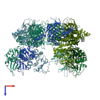 PDB entry 1q57 coloured by chain, top view.