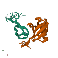 PDB entry 1q5w coloured by chain, ensemble of 20 models, front view.