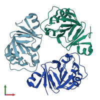 PDB entry 1q5x coloured by chain, front view.