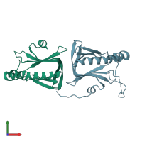 PDB entry 1q67 coloured by chain, front view.