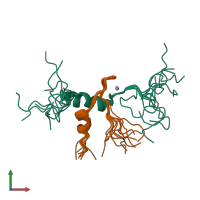 PDB entry 1q68 coloured by chain, ensemble of 10 models, front view.