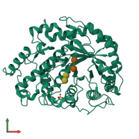 PDB entry 1q6c coloured by chain, front view.