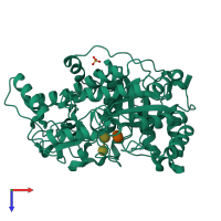 PDB entry 1q6c coloured by chain, top view.