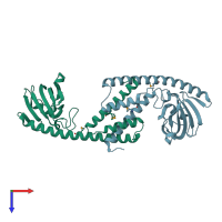 PDB entry 1q6h coloured by chain, top view.