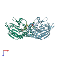 PDB entry 1q6s coloured by chain, top view.