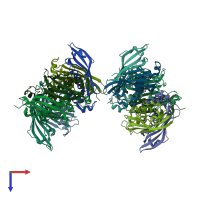 PDB entry 1q6w coloured by chain, top view.