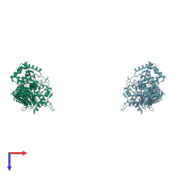 PDB entry 1q6x coloured by chain, top view.