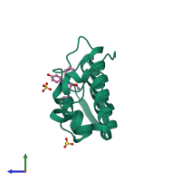 PDB entry 1q7a coloured by chain, side view.