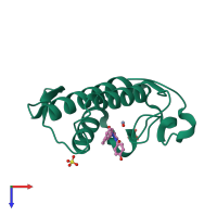 PDB entry 1q7a coloured by chain, top view.