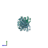 PDB entry 1q7m coloured by chain, side view.