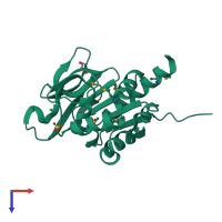 PDB entry 1q7r coloured by chain, top view.