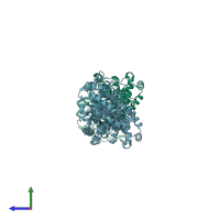 PDB entry 1q7z coloured by chain, side view.