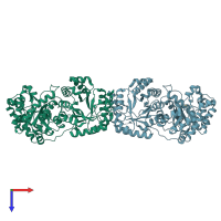 PDB entry 1q7z coloured by chain, top view.