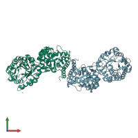 PDB entry 1q85 coloured by chain, front view.