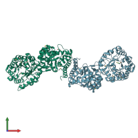 PDB entry 1q8a coloured by chain, front view.