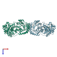 PDB entry 1q8a coloured by chain, top view.