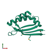 PDB entry 1q8b coloured by chain, front view.