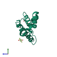 PDB entry 1q8d coloured by chain, side view.