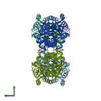 PDB entry 1q8f coloured by chain, side view.