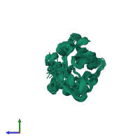 PDB entry 1q8g coloured by chain, ensemble of 20 models, side view.