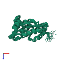 PDB entry 1q8g coloured by chain, ensemble of 20 models, top view.
