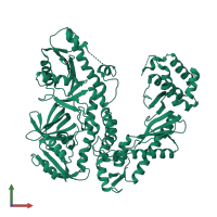 PDB entry 1q8i coloured by chain, front view.
