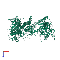 PDB entry 1q8i coloured by chain, top view.