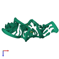 PDB entry 1q8n coloured by chain, ensemble of 25 models, top view.