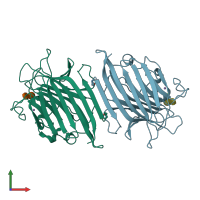 PDB entry 1q8o coloured by chain, front view.