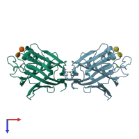 PDB entry 1q8o coloured by chain, top view.