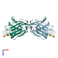 PDB entry 1q8s coloured by chain, top view.