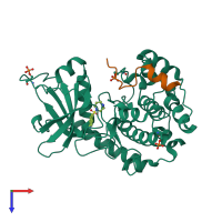 PDB 1q8w coloured by chain and viewed from the top.