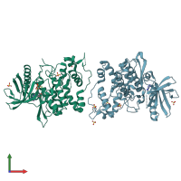 PDB entry 1q8y coloured by chain, front view.