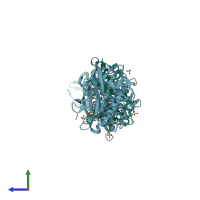 PDB entry 1q8y coloured by chain, side view.